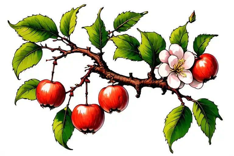 Tree Branch With Crabapple Blossoms