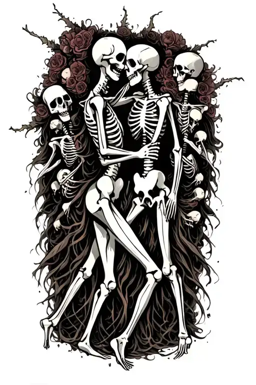 Undying Love With Soulmate Skeletons Dancing Figure Surrounded