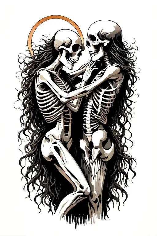 Undying Love With Soulmate Skeletons Dancing Figure Surrounded