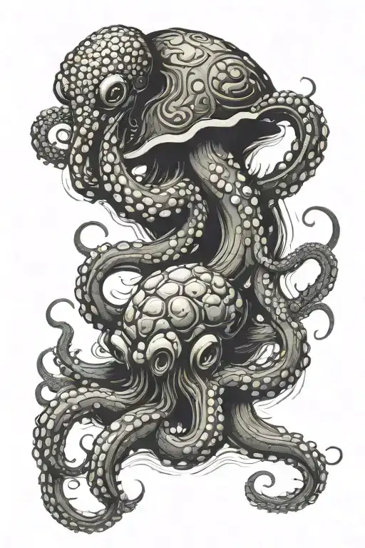 Japanese Octopus And Turttle