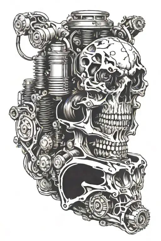 Motorcycle Engine And Skull