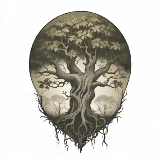 Half Sleeve Morton Bay Fig Tree With Roots