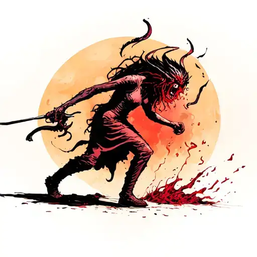 Demon Girl Attacking To Men Walking