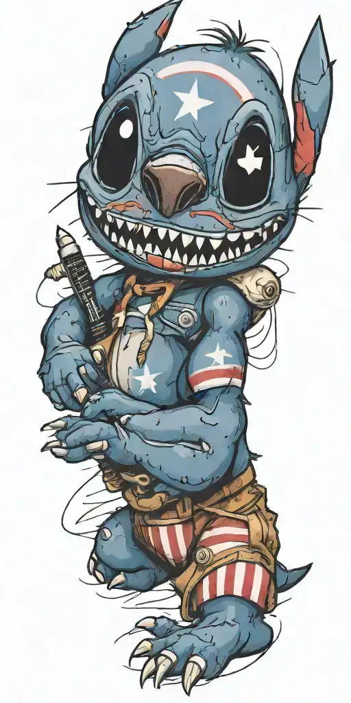 Stitch With American Flag