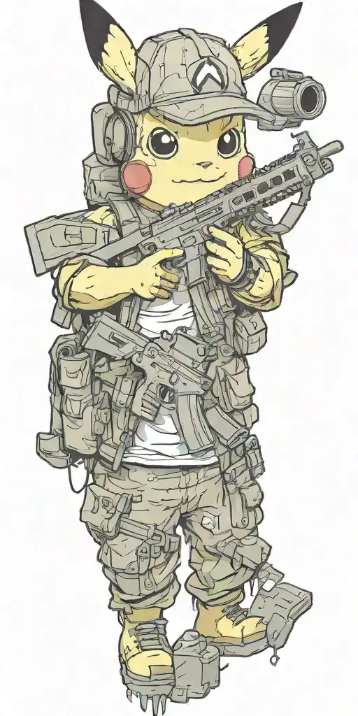 Pikachu With Ar 15 Rifle