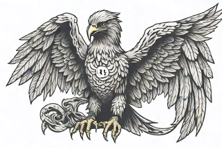 Create A Tattoo Of Full Body Of Eagle Sitting Within Hidden P Letter