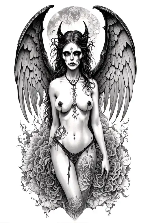 Gothic Nude Succubus Anjo Shemale