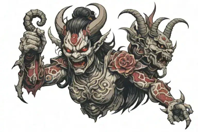 Female Oni With A Dear