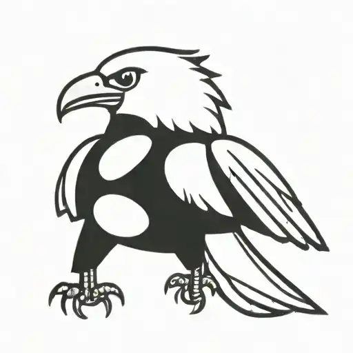 Minimalistic Flying Hawk With Grenade In Claws