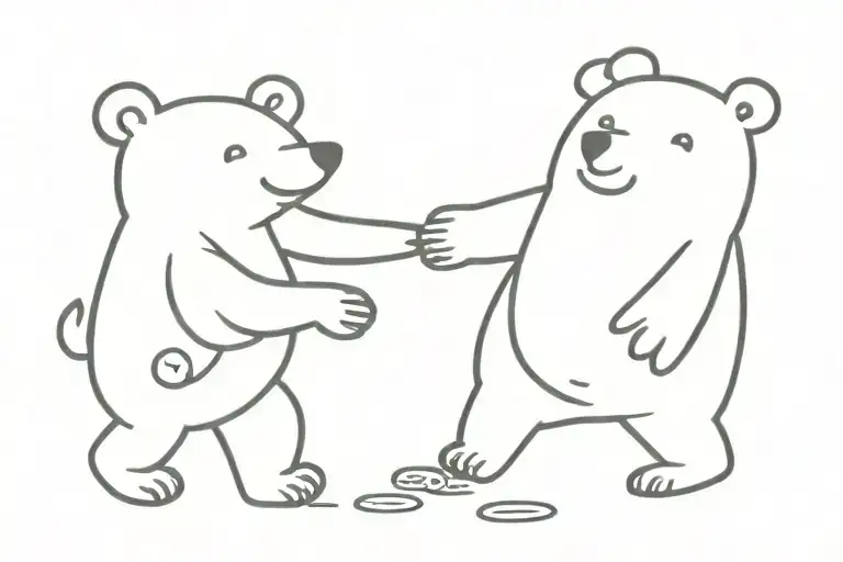 Bear And Mouse Holding Hands