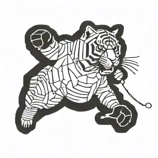 Geometric Tiger With Boxing Gloves