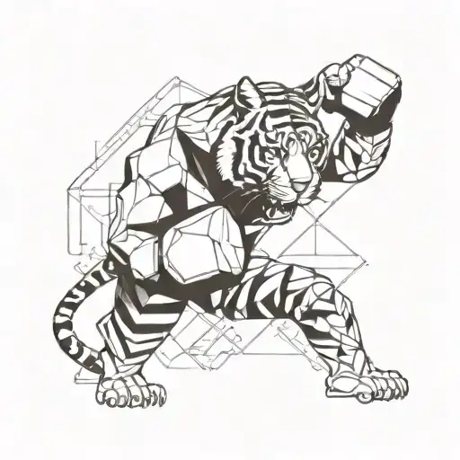 Geometric Tiger With Boxing Gloves