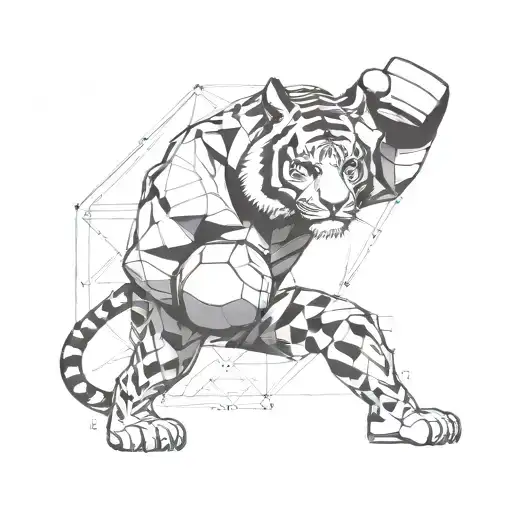 Geometric Tiger With Boxing Gloves