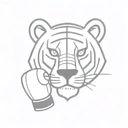 Geometric Tiger Head Boxing Gloves And Celestial Lines