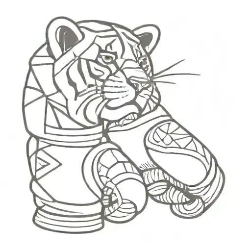 Geometric Tiger Head Boxing Gloves