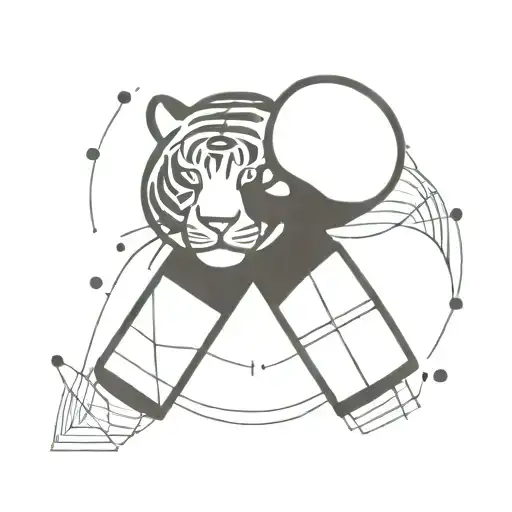 Geometric Tiger Head Boxing Gloves And Celestial Lines