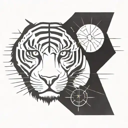 Geometric Tiger Eyes With Sun Rays