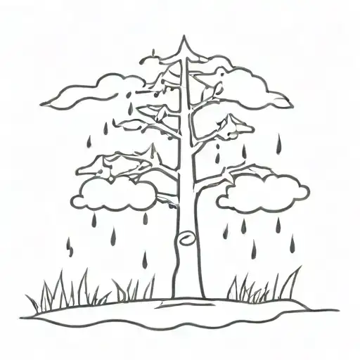 Rain Falling On Fir Tree Smiling