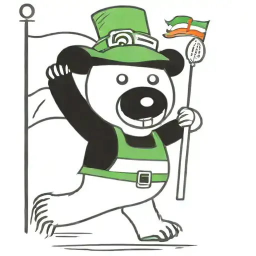 Bear As An Irish Farmer With An Irish And Russian Flag Crossover In The Background