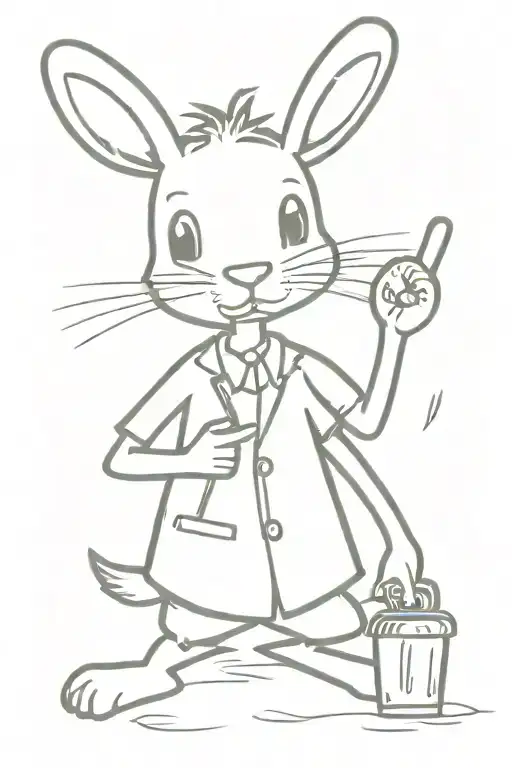 A Hare In Tattoos Looks At The Clock On His Right Hand And Shows The Middle Finger Of His Left Hand