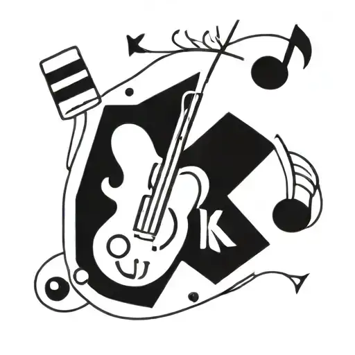 K And V Letters Inside Surrounded My Music Themed