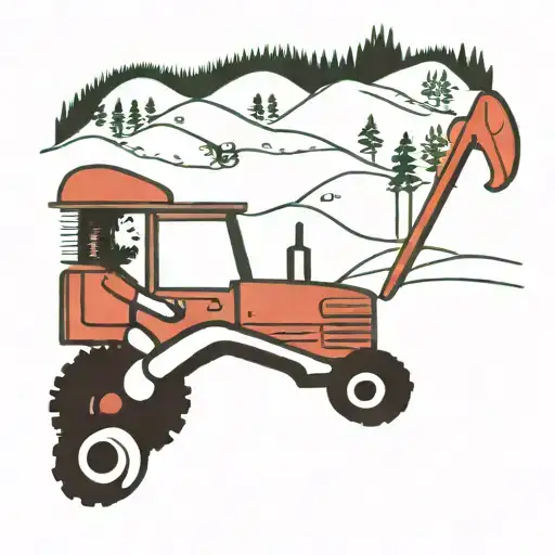 Small Red Tractor Forest Alps Nature