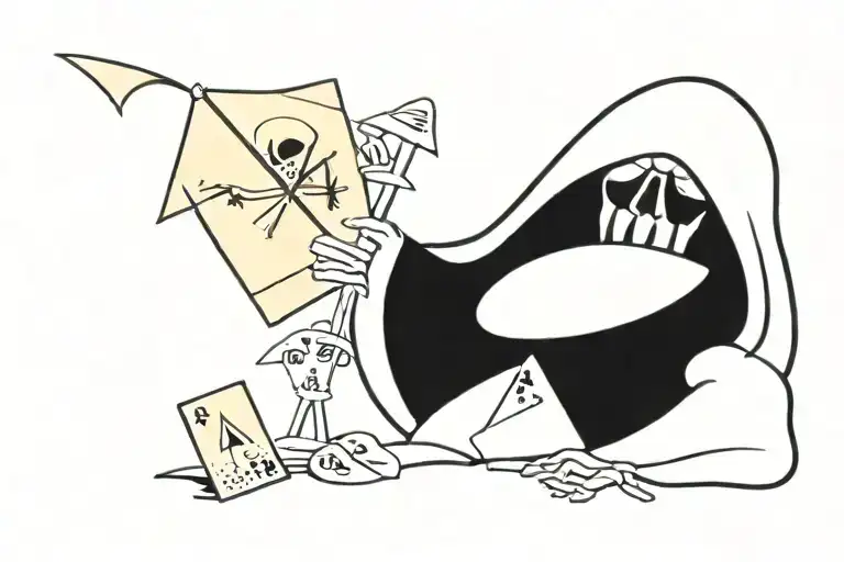 Grim Reaper Holding Cards Surrounded