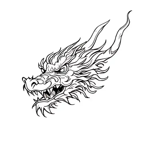 Traditional Vietnamese Dragon Head Tattoo Design