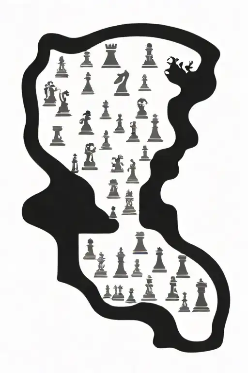 Chess Board Pawns And Hacker Silhouette Surrounded
