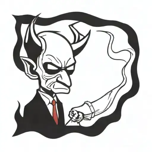 Cartoon Devil Wears A Suit