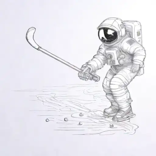 Astronaut Playing Hockey