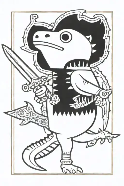 Aztec Axolotl Holding Sword