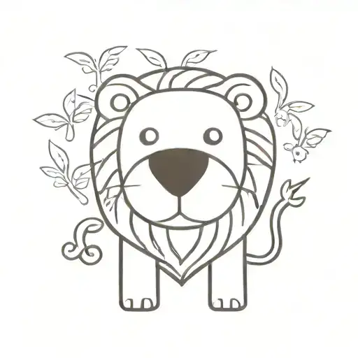 Lion Surrounded With Jungle Scene