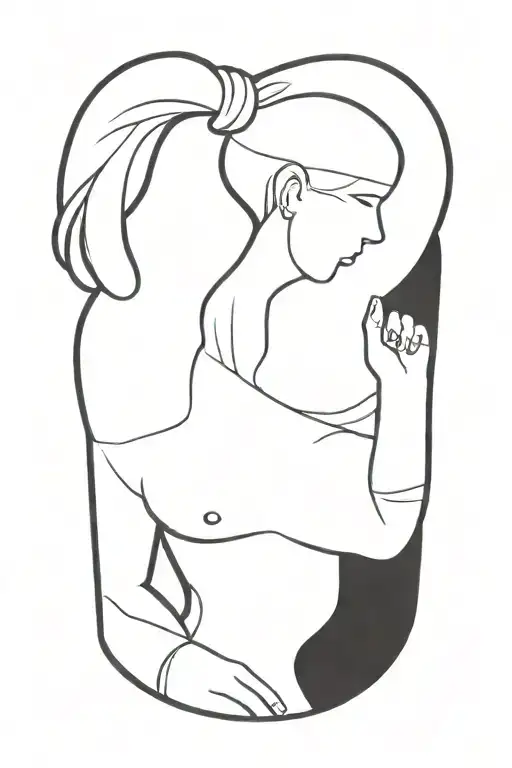 Faceless Slim Woman Silhouette Sensual Flexing