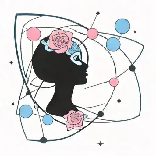 Blue Rose Surrounded By Pink And Blue Planets