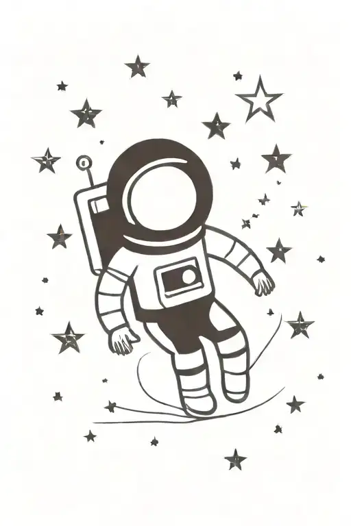 Astronaut Floating In Space Surrounded By A Galaxy Of Stars