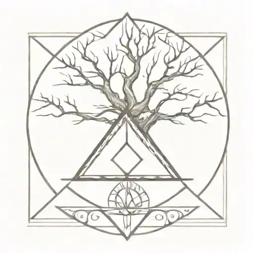 A Geometric Tattoo Design Combining A Penrose Triangle And The Tree Of Life