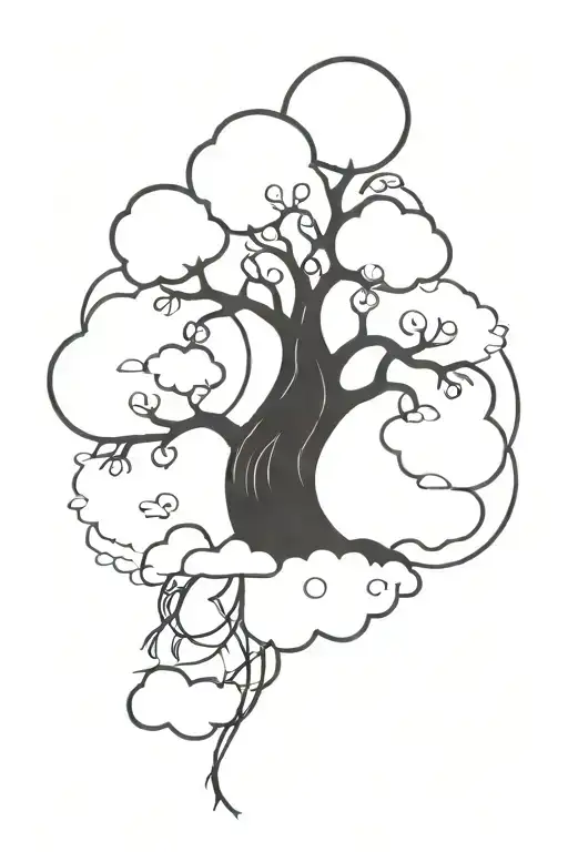 Magic Tree With Clouds Above