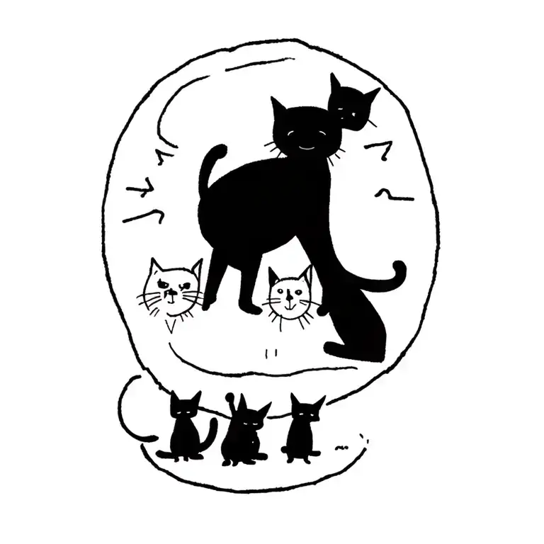 Happy Punk Rock Boy With Gang Of Cats