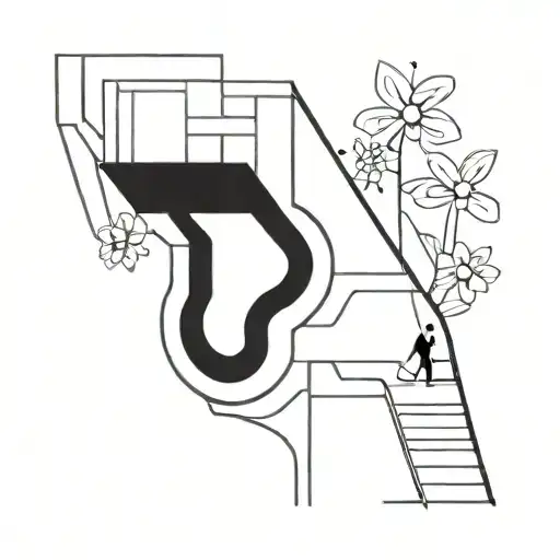 Abstract Architectural Lines With Flowers