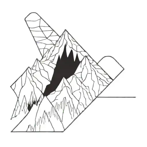 Mountain Range Silhouette With A Geometric Pattern Overlay