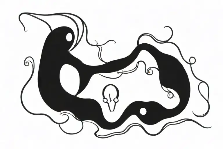 Sting Ray Kraken Squid Coexisting Peacefully Representing Viking