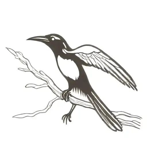 Black And White Flying Magpie