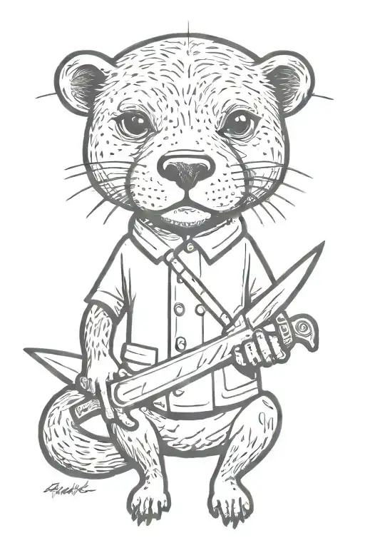 Otter Holding Knife Floating