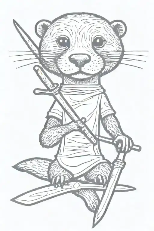Otter Holding Knife Floating