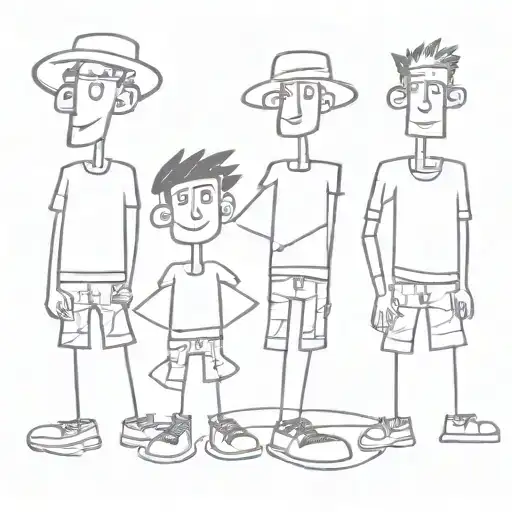 Sketch Of A Tattoo In The Style Of A Cartoon Underground With The Image Of Three Fashionable Guys