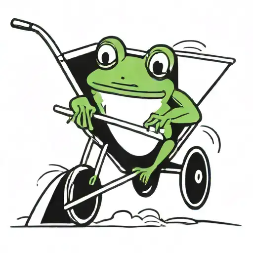 Frog Pushing Wheelbarrow