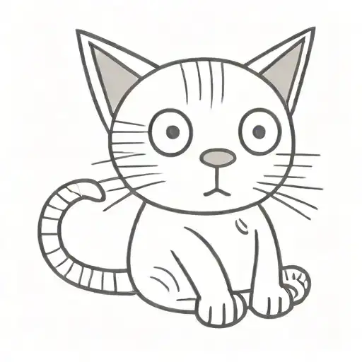 Funny Modern Minimalist Tattoo Of A Cat