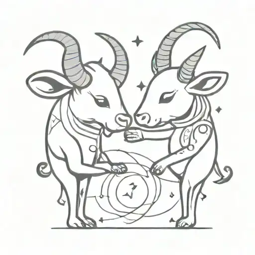 Taurus And Aries Zodiac Sign Intertwined