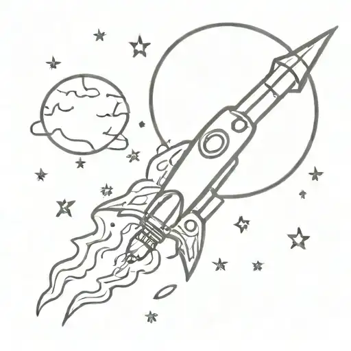 Rocket And Moon Rising